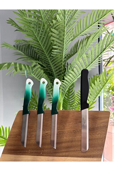 Solingen Yeşil Ebruli 3’lü Meyve Bıçağı + Siyah Mikro Tırtıklı Klasik Ava