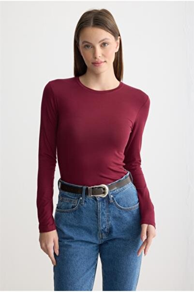 MODA MAÇKA PARK Women's Long-Sleeved Cotton Crew Neck Combed Cotton Undershirt