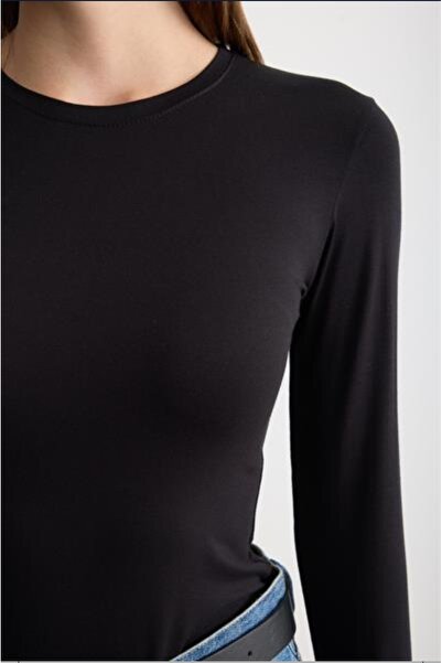 MODA MAÇKA PARK Women's Long-Sleeved Cotton Crew Neck Combed Cotton Undershirt