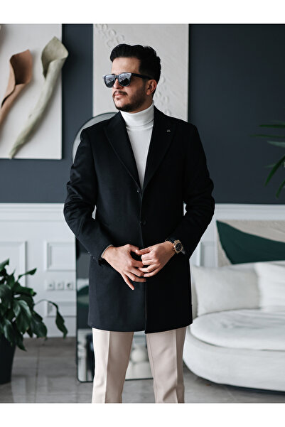 Avni Ceylan Men's Stylish Classic Slim Fit Cashmere Coat