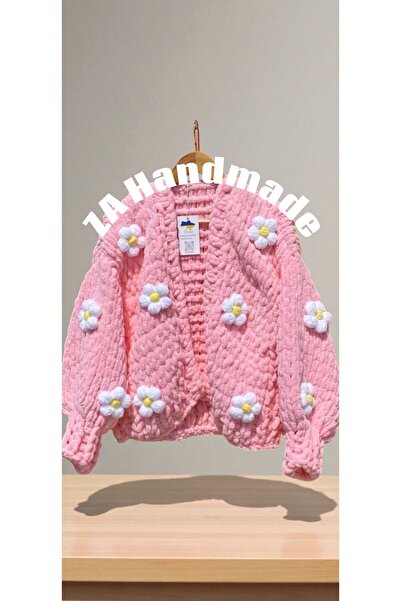 ZAHandmade El örgüsü çiçekli puffy hırka