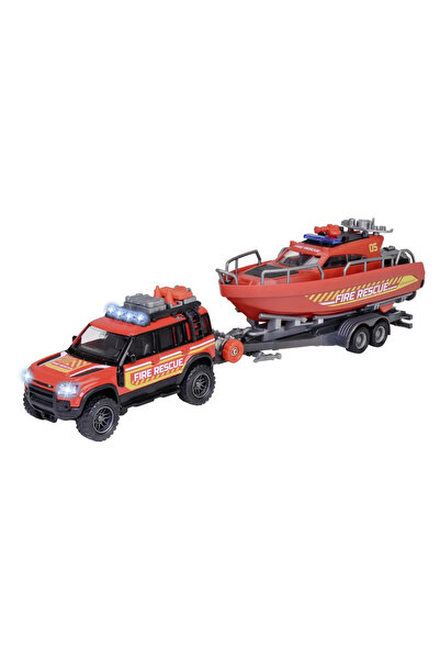 Majorette Set Firefighting Land Rover and Rescue Boat
