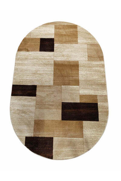 OEM Modern rug Turquoise beige/brown oval