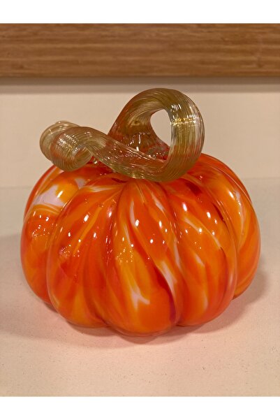 PLUS HOME DEKORATİF ÜFLEME CAM SANATI KABAK ORANJE RENK 13X13 CM