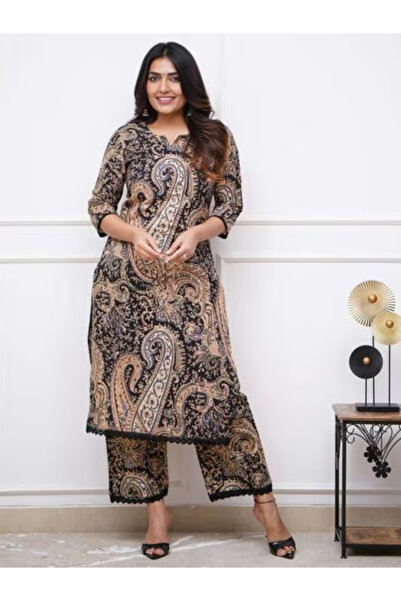 MYSMAR Beige Viscose Cotton Salwar Kameez - ALV1324 | Beige