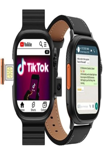 HAINOTEKO ساعة ذكية تعمل بنظام أندرويد مع دعم شريحة 5G وكاميرا مدمجة وحزامين ...