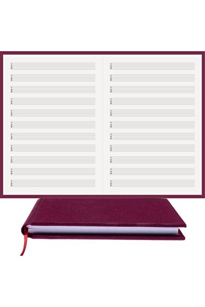 BİDEFTER Music Note Book (with Guitar Tab Key) 100% Handmade, Hand Sewing – Special Viscose Fabric Hardcover – A/4