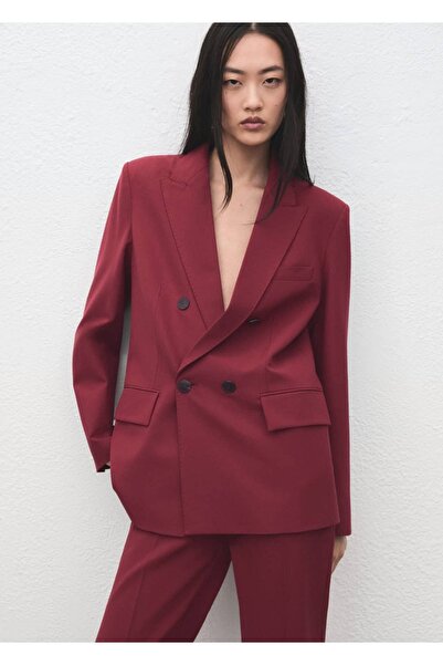 MANGO Woman Double Button Fabric Blazer Jacket