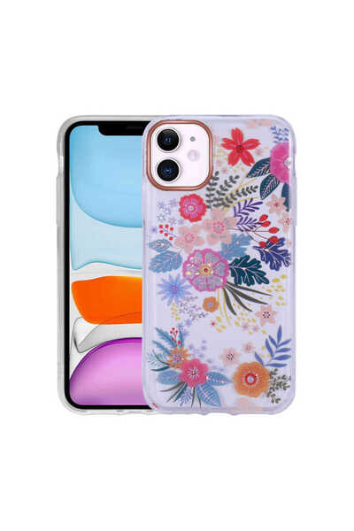 zore iPhone 11 Compatible Patterned Glitter Hard Ata Inca Case-No2