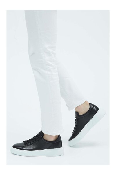 Bay Emir Inside Out Genuine Leather Zr Model Black Men's Sneakers