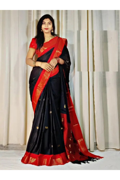 MYSMAR ساري حرير ناعم أسود - FFT1061 | أسود