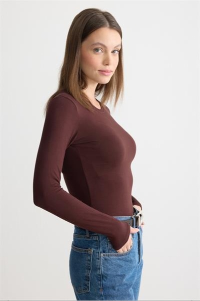 MODA MAÇKA PARK Women's Long-Sleeved Cotton Crew Neck Combed Cotton Undershirt