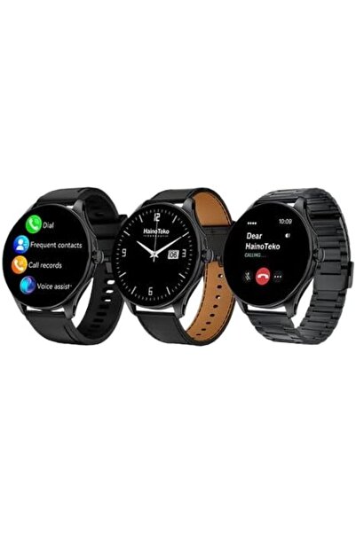 HAINOTEKO Waterproof Slim Smartwatch with 3 Pair Straps for Men and Boys (Black)
