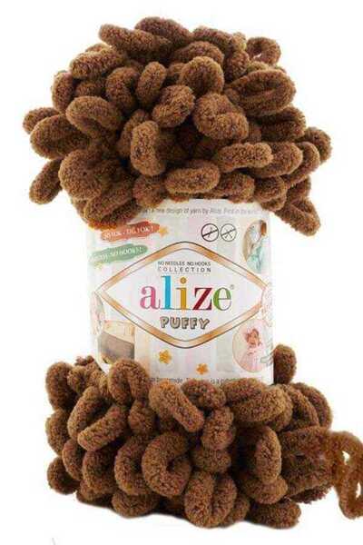 urzsmell Alize Puffy Hand Knitting Yarn 100 Gr. 9 Meters. Finger Knitting Yarn 321Redbrown