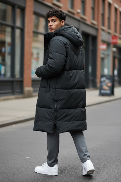 dehaine Men's long jacket, side zippers, M25