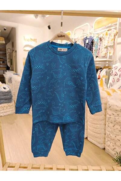 Yağmur Giyim İsob Dinosaur Patterned F Corded Fabric Fabric Interlock 100% Cotton Boys Pajama Set 3-13 Years Pjm-1-5152