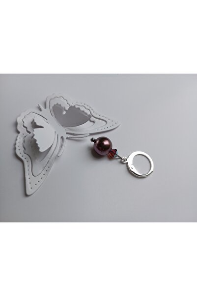 OEM Silver plated earrings with Swarovski Burgundy pearl 8 mm