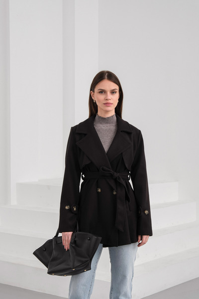 Eleganza Divina Women's Lined Short Cashmere Coat