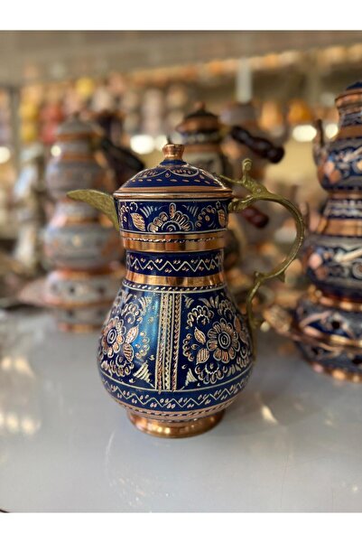 KARACA BAKIR İşlemeli Bakır Sürahi- Kapaklı Bakır Sürahi 2,2 LT