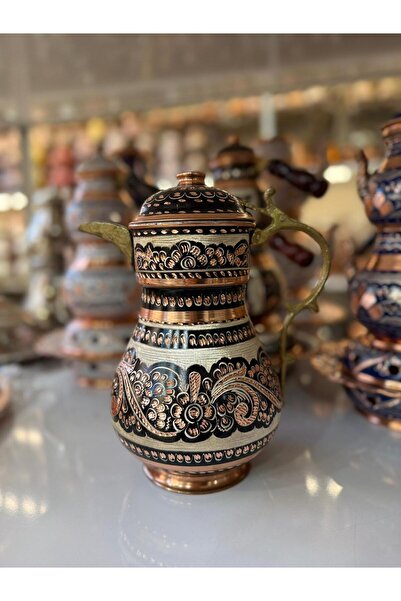 KARACA BAKIR İşlemeli Bakır Sürahi- Kapaklı Bakır Sürahi 2,2 LT