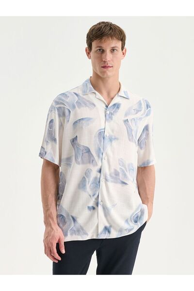 LC Waikiki LCW Vision Regular Fit Short Sleeve Patterned Viscose Men's Shirt