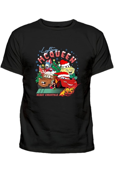 Efendioğlu Design Cotton Children's T-Shirt with Short Sleeves Christmas Cars...