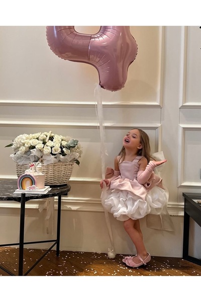 FİLİZ ŞANAL Girl's Pink Bow Detailed Puffy Princess Evening Dress |   Special Occasion and Party Dress