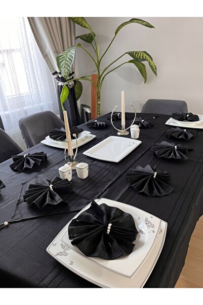 BRL ÇEYİZ HOME طقم مائدة كولبر بتفاصيل خطية بدون خياطة لـ 12 شخصًا 26 قطعة - ...