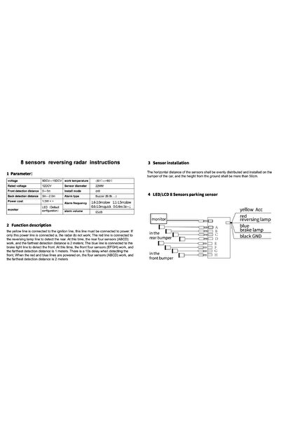 Aftermarket Front and rear parking sensors with front and rear cameras without display S600-8