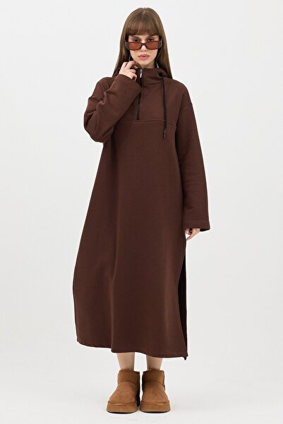 QANU Zippered Sweatshirt Brown