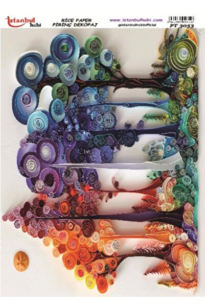 İstanbul Hobi ورق ديكور نحاسي 30×42 سم PT-3053 تصميم شجرة كويلينج