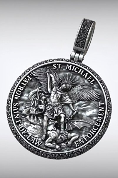HAS SANATIM Başmelek Mikail Koruyucu Madalyon | Savaşçı Melek Figürlü Görev D...
