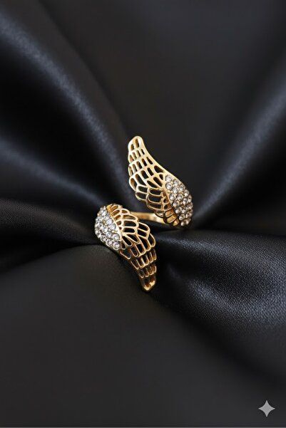 Dorvina خاتم ذو جناح قابل للتعديل مصنوع من المعدن باللون الذهبي مع حجر الزركون |   مجوهرات أنيقة ومتينة، إكسسوارات