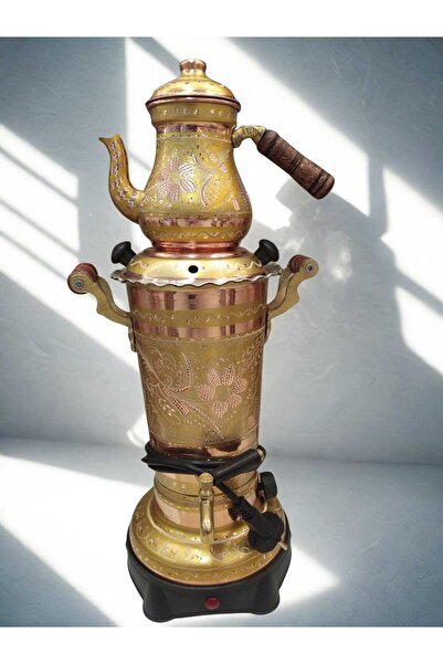 KARACA BAKIR İşlemeli Bakır Semaver- Elektrikli Bakır 2,8 lt Semaver