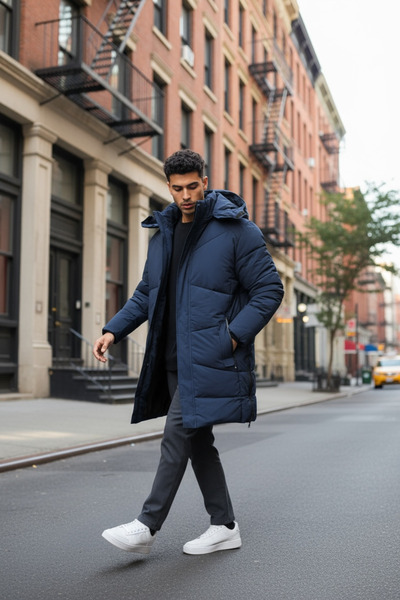 dehaine Men's long jacket, side zippers, M25