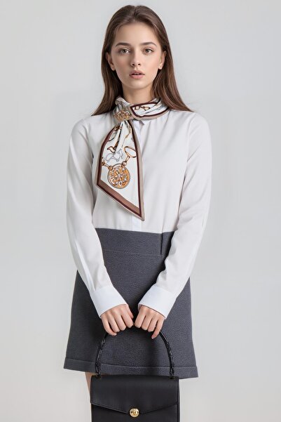 Walkenzo Zincir Desenli Modern Tasarım Kadın Kravat Fular