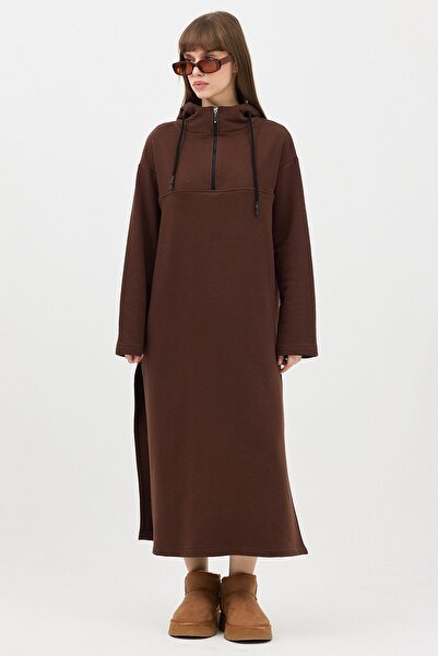 QANU Zippered Sweatshirt Brown