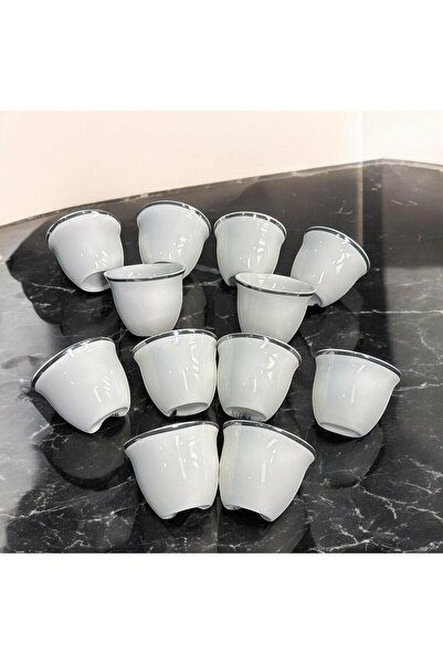 cc bin shihon 12-piece porcelain Arabic coffee cup set with silver lettering