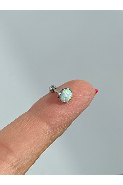 kurukafagift Cerrahi Çelik Opal Taşlı Helix Kıkırdak Tragus Rook Conch Lobe 8 mm
