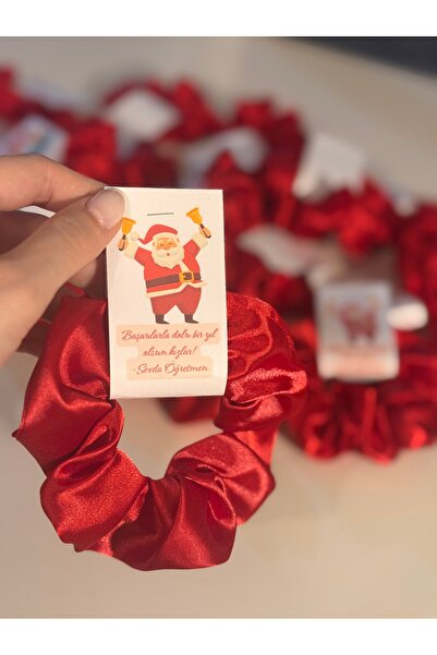 Atelier Rumelia 20’li Yılbaşı Hediyesi Kırmızı Saten Scrunchie Simit Toka Top...