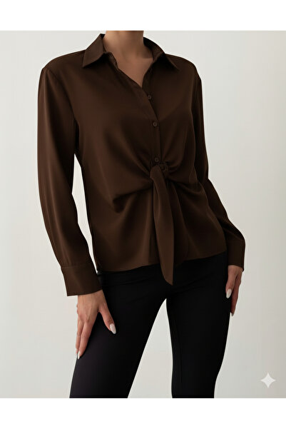 dilber fashion Buttoned Tie-Up Cotton Shirt