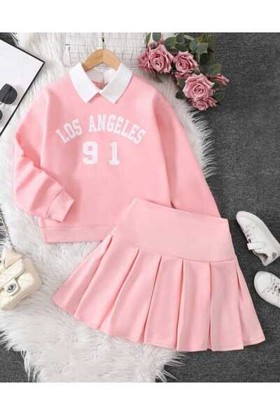 EFSACE Los Angeles Printed Children's Gray Skirt Suit 4.14 Years Old