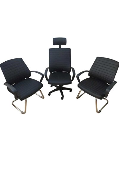 VİZYONN VİZYON SEPET OFİS MOBİLYA 3'LÜ FİLELİ OFİS KOLTUK TAKIMI