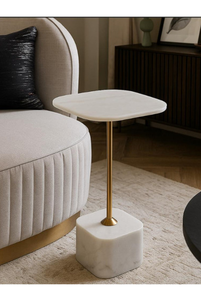 BEC60 Modern white marble side table