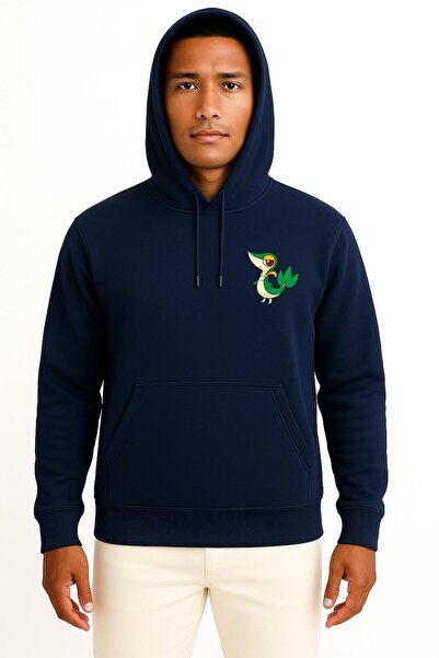 Bahriyeli Collection Hooded Snivy Pocket Printed Unisex Sweatshirt