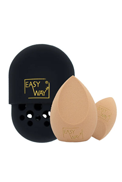 Easyway إسفنجة كونتور سهلة الاستخدام + إسفنجة مزج المكياج مع علبة