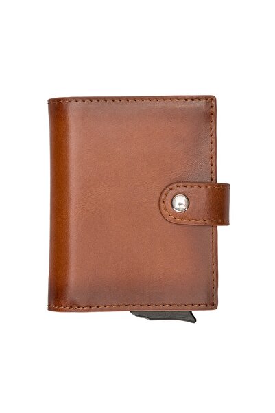 AbbasShop Palermo Leather Wallet with Card Holder Mechanism RST2EF Tan