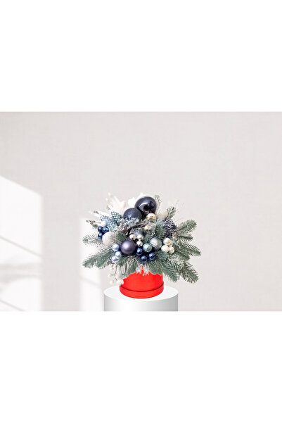 Lxoras Flower Christmas Frosted Silver and Indigo Arrangement