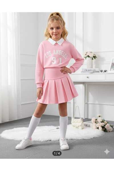 EFSACE Los Angeles Printed Children's Gray Skirt Suit 4.14 Years Old