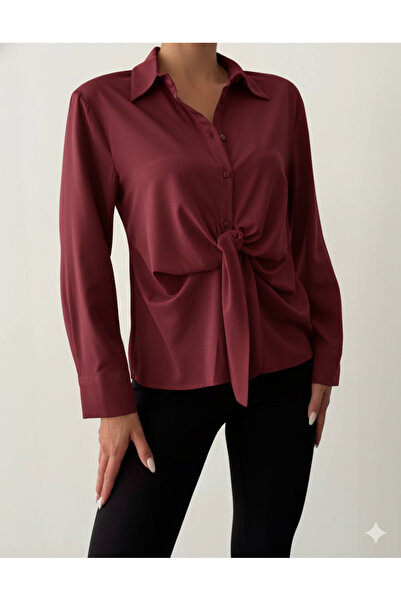 dilber fashion Buttoned Tie-Up Cotton Shirt